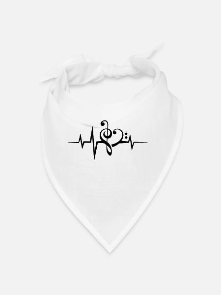 Notes de musique pulsation rythme cardiaque j'aime la musique, coeur - Bandana - blanc