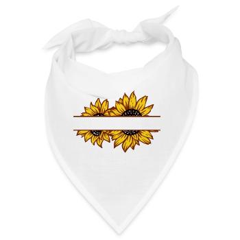Doppelte Sonnenblumen-Split-Farbe - Bandana - Weiß - Vorne