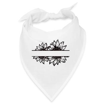 Doppel Sonnenblume split schwarz - Bandana - Weiß - Vorne