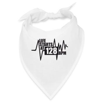 Das Leben beginnt bei 128 BPM - Bandana - Weiß - Vorne