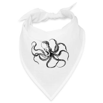 Okkulte Oktopus-Illustration – Vintage-kosmische Kunst - Bandana - Weiß - Vorne
