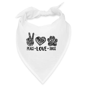 Hunde Design mit Peace Love Dogs Hunde Motiv - Bandana - Weiß - Vorne