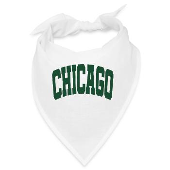 Chicago Schriftzug grün - Bandana - Weiß - Vorne