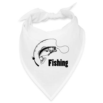 Angelrute mit Haken und Fisch - Bandana - Weiß - Vorne