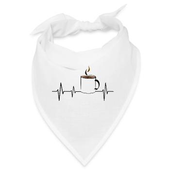 Kaffee Tasse EKG Herzschlag - Bandana - Weiß - Vorne
