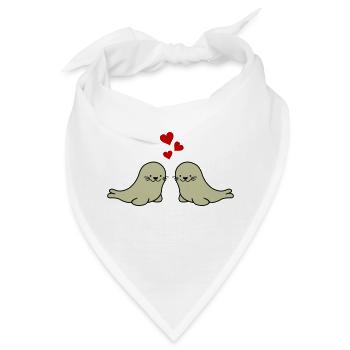 seehunde verliebt - Bandana - Weiß - Vorne
