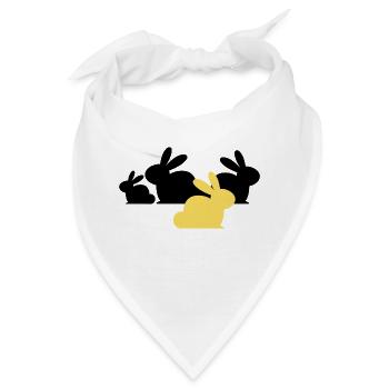 Osterhasen - Schwarz und Farbe - Bandana - Weiß - Vorne