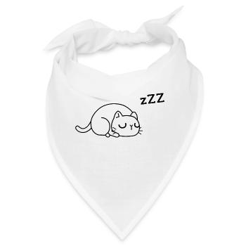 müde Katze - Bandana - Weiß - Vorne