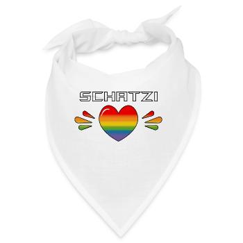 Rainbow Sparkling heart SCHATZI SHIRT - Bandana - Weiß - Vorne