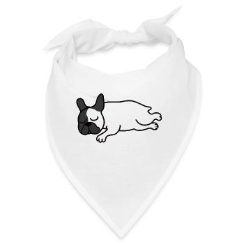 Schlafende Französische Bulldogge Faulenzer - Bandana - Weiß - Vorne