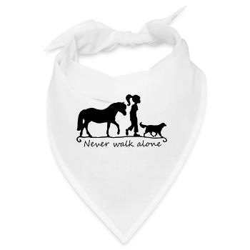 Pferd Hund ich - never walk alone - Bandana - Weiß - Vorne