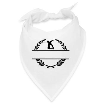 Skateborder Monogramm im Lorbeerkranz - Bandana - Weiß - Vorne