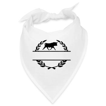 Stier im Lorbeerkranzmonogramm - Bandana - Weiß - Vorne