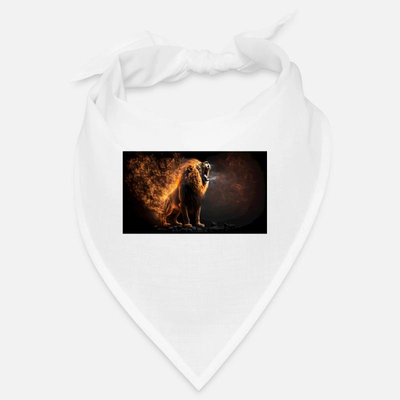 Lion on fire, generative AI Bandana