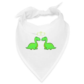 dinos verliebt - Bandana - Weiß - Vorne