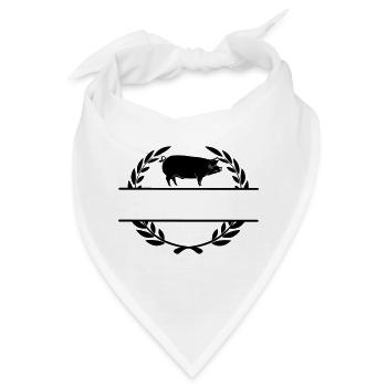 Logo Schwein im Lorbeerkranz - Bandana - Weiß - Vorne