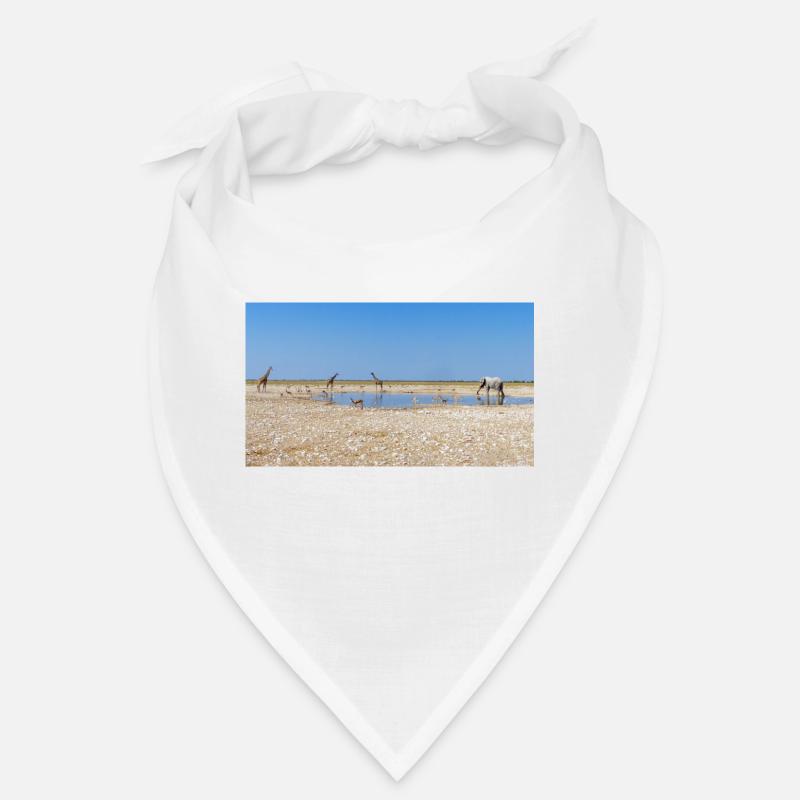 Landscape at the Cubango river with giraffe Bandana