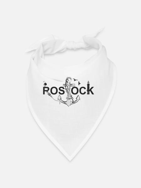 Rostock mit Schriftzug und Anker - Bandana - Weiß - Vorne