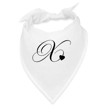 Buchstabe x Herz Kalligraphie - Bandana - Weiß - Vorne
