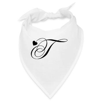 Buchstabe t Herz Kalligraphie - Bandana - Weiß - Vorne