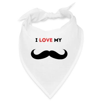 I love my Mustache - Bandana - Weiß - Vorne