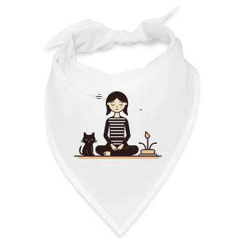 Entspannung mit Katze - Bandana - Weiß - Vorne