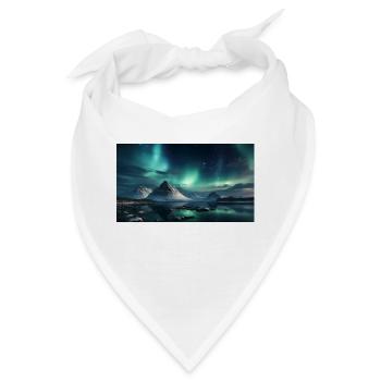 Polarnacht mit Nordlichtern im Winter Panorama - Bandana - Weiß - Vorne