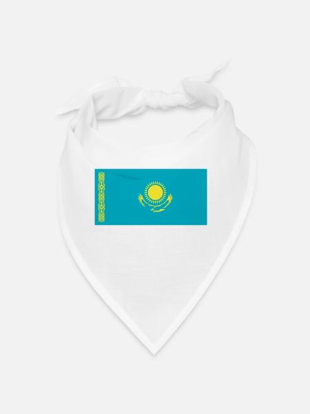 Kazakhstan Flag / Drapeau Kazakhstan - Bandana - white