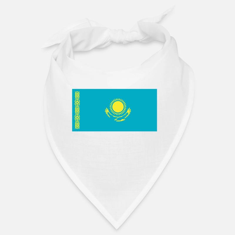 Kasachstan Flagge / Drapeau Kasachstan - Bandana - Weiß