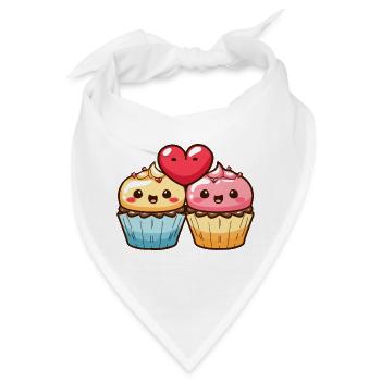 Muffin Paar Liebe Herz Valentinstag - Bandana - Weiß - Vorne