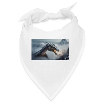 Ein realistischer böser dunkler Drache beim Erklimmen eines Nebels - Bandana - Weiß - Vorne