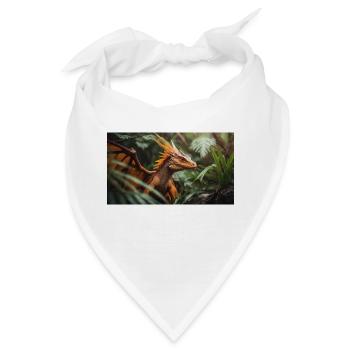 Ein realistischer, majestätischer orangefarbener Drachenwald - Bandana - Weiß - Vorne