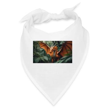 Ein realistischer grün-orangefarbener Drache im Outback - Bandana - Weiß - Vorne