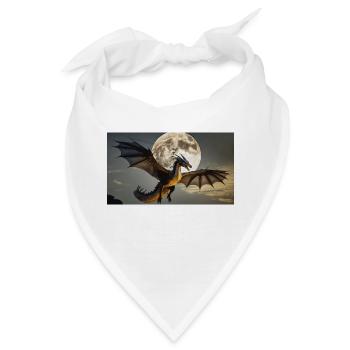Ein realistischer majestätischer dunkler Drache-Vollmond - Bandana - Weiß - Vorne