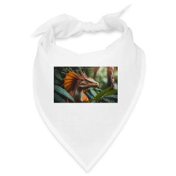 Ein realistischer, majestätischer orangefarbener Drache jagt - Bandana - Weiß - Vorne