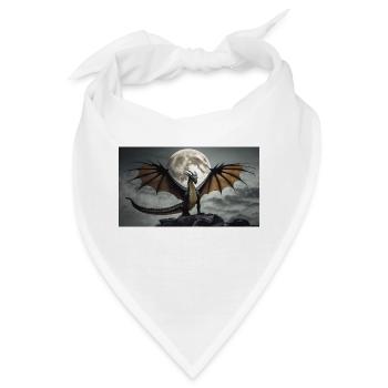 Ein realistischer, majestätischer dunkler Drache posiert - Bandana - Weiß - Vorne