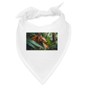 Ein realistischer, majestätischer orangefarbener Drache jagt - Bandana - Weiß - Vorne