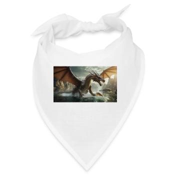 Ein realistischer böser dunkler Drache jagt Fischfluss - Bandana - Weiß - Vorne