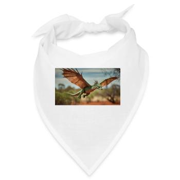 Ein realistischer grün-orangefarbener Drache im Outback - Bandana - Weiß - Vorne
