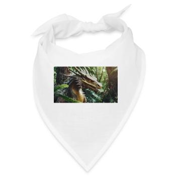 Ein realistischer, majestätischer grüner Drache jagt - Bandana - Weiß - Vorne