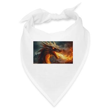 Ein realistischer, majestätischer dunkler Drache, der Flammen speit - Bandana - Weiß - Vorne