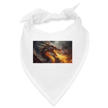 Ein realistischer, majestätischer dunkler Drache, der Flammen speit - Bandana - Weiß - Vorne