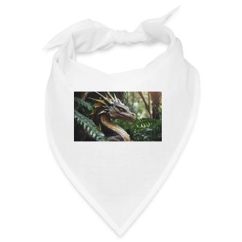 Ein realistischer, majestätischer grüner Drache jagt - Bandana - Weiß - Vorne