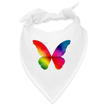 Schmetterling Form in kräftigen Regenbogen Farben - Bandana - Weiß - Vorne