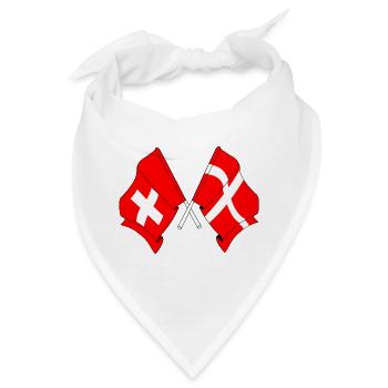 Flagge der Schweiz und Flagge von Dänemark - Bandana - Weiß - Vorne