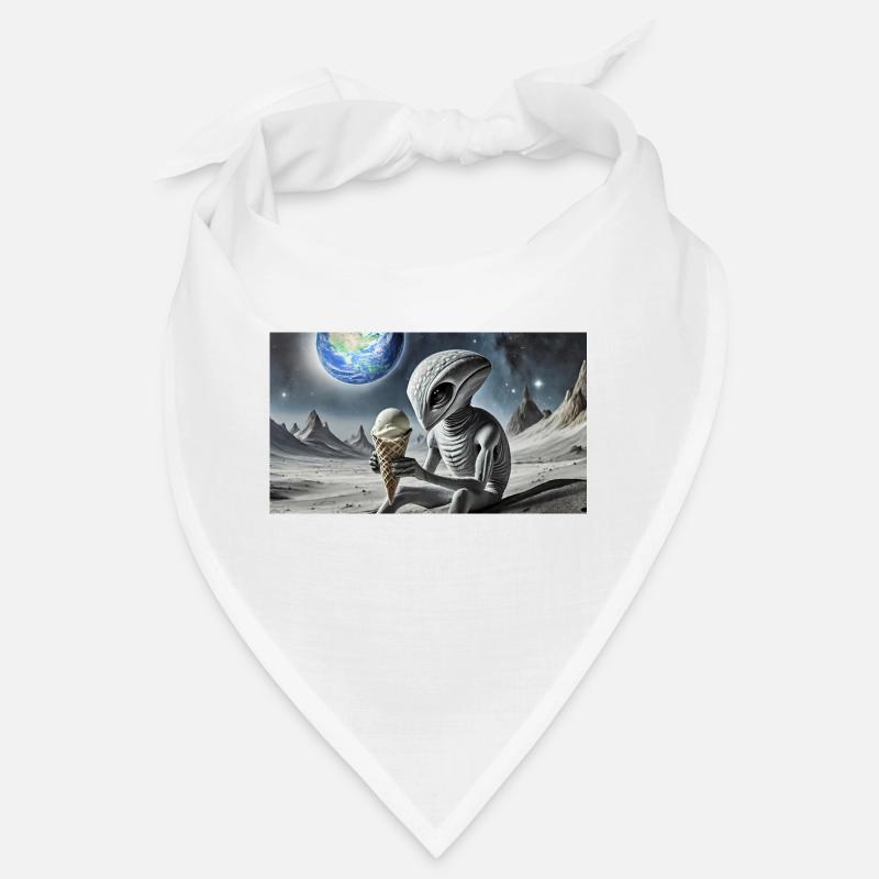 extraterrestre gris à la surface de la lune – manger de la crème glacée Bandana