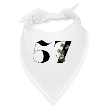 Nummer 57 Blumengrün - 57. Blumengeburtstag - Bandana - Weiß - Vorne