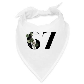 Nummer 67 Blumengrün - 67. Blumengeburtstag - Bandana - Weiß - Vorne