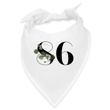 Nummer 86 Blumengrün - 86. Blumengeburtstag - Bandana - Weiß - Vorne