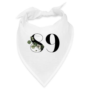 Nummer 89 Blumengrün - 89. Blumengeburtstag - Bandana - Weiß - Vorne